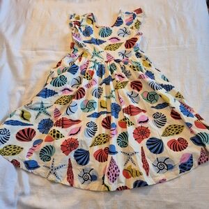 Hanna Andersson girls dress size 10 shell design ruffle sleeve EUC